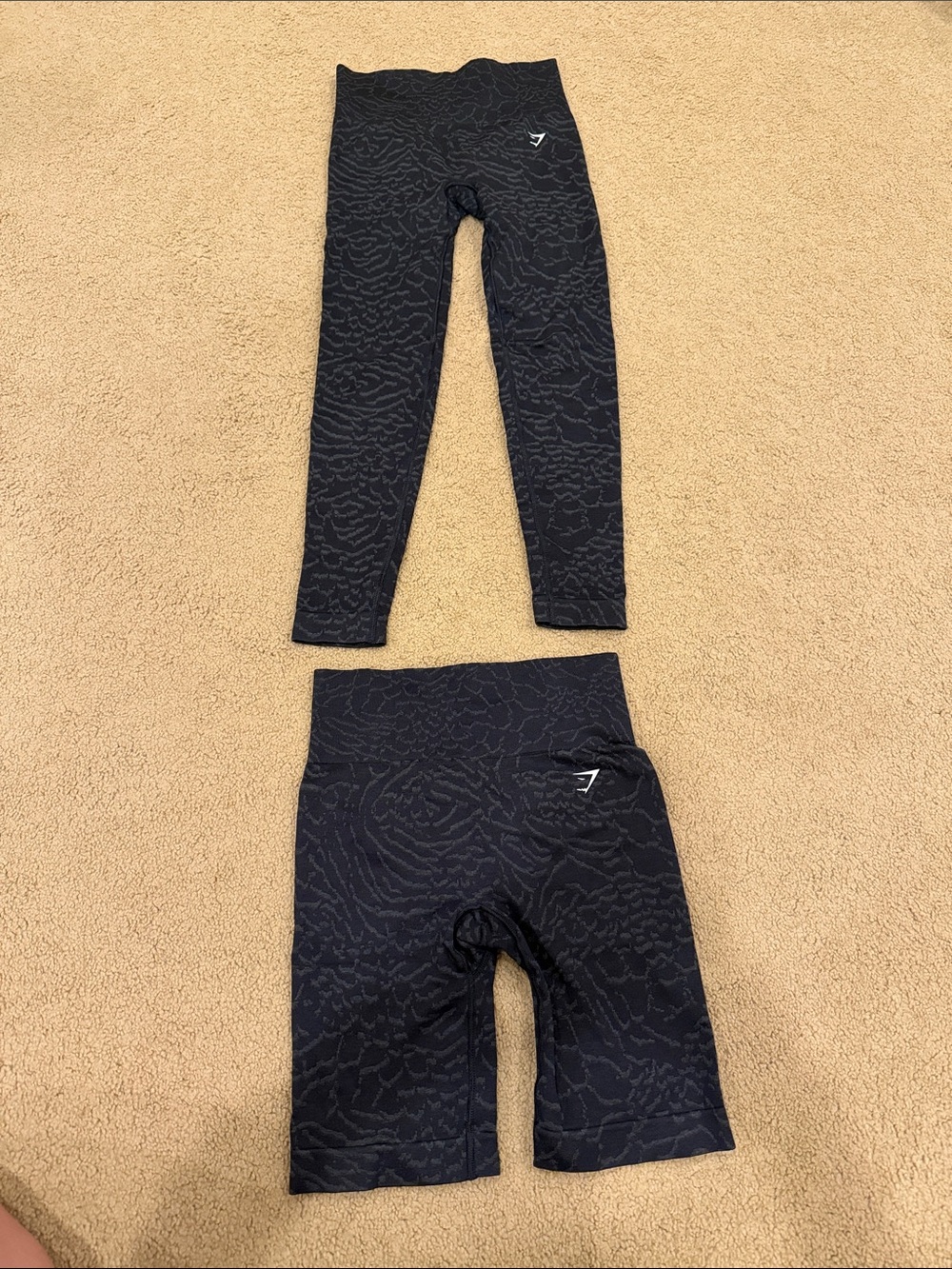Gymshark Black Textured Leggings and Bike Shorts Set